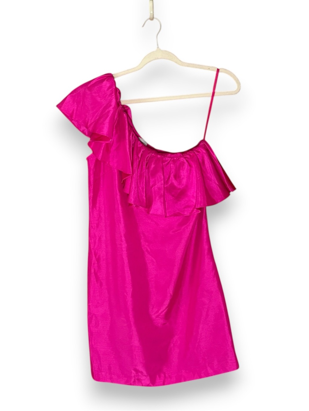 Pearl Georgina Chapman Pink Ruffle One Shoulder Mini Cocktail Dress Size 2